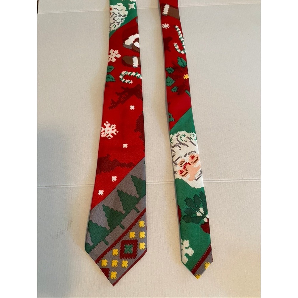 Dec. 25th‎ Mens Christmas Tie Red Green Santa Reindeer Holiday Necktie 2841